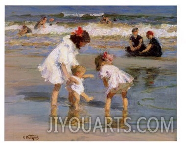 Children Playing at the Seashore