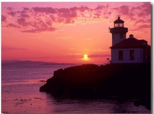 Lime Kiln Lighthouse, Entrance to Haro Strait, San Juan Island, Washington, USA