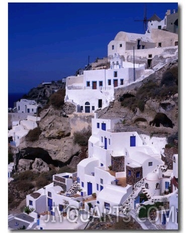 White Cliff Side Houses, Oia, Santorini Island, Southern Aegean, Greece