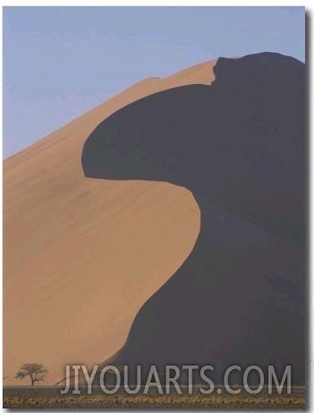 Giant Sand Dune Dwarfs the Desert Landscape