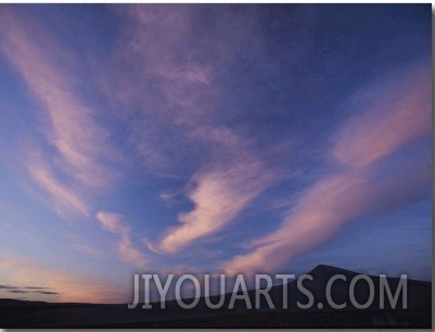 A Colorful Twilight Sky with Wispy Clouds over Bruneu Dunes, Idaho