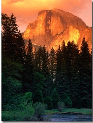 Half Dome Seen from Sentinel Bridge Over Merced River, Yosemite National Park, USA