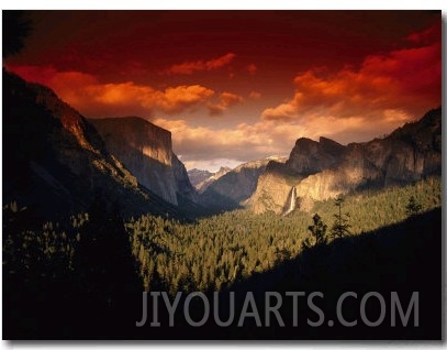 Scenic View of a Sunset at Yosemite National Park