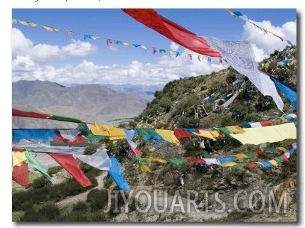 Prayer Flags, Ganden Monastery, Near Lhasa, Tibet, China