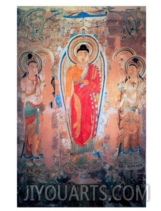 Sakyamuni, the Buddha, Preaching on the Vulture Peak, from Cave 17, Dunhuang, Tang Dynasty