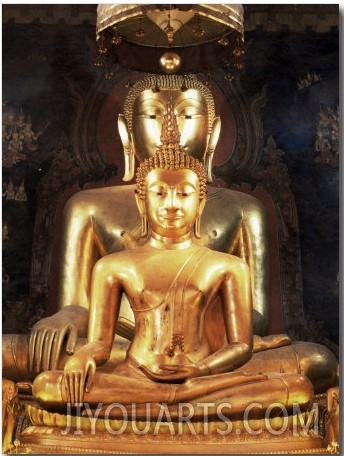 Seated Buddha Images, Wat Bovornives (Bowonniwet), Bangkok, Thailand, Southeast Asia