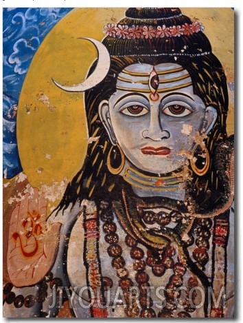 Hindu Mural on Dr. Rajendraprsad Ghat, Varanasi, Uttar Pradesh, India