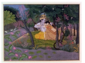 Krishna and Radha Embracing in a Grove, Kangra, Himachal Pradesh, Pahari School, circa 1785