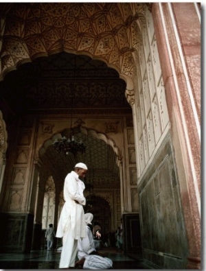 Call to Pray Inside the Badshahi Mosque, Lahore, Punjab, Pakistan