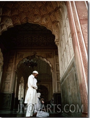 Call to Pray Inside the Badshahi Mosque, Lahore, Punjab, Pakistan