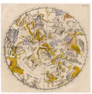 Sky Chart Showing the Signs of the Zodiac and Other Celestial Features