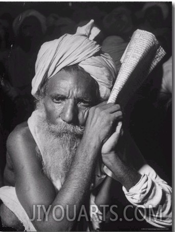 Elderly Sikh Attending a Meeting For a Protest March