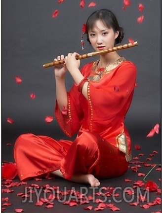 Portrait of A chinese lady with flute