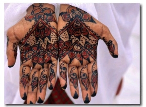 Person Displaying Henna Hand Tattoos, Djibouti, Djibouti