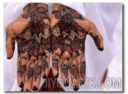 Person Displaying Henna Hand Tattoos, Djibouti, Djibouti