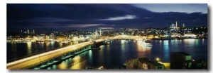 Bridge Lit Up at Night, Istanbul, Turkey