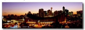 Buildings Illuminated at Night, Calgary, Alberta, Canada