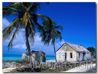 Buildings from an Old Settlement on the Shore, Cat Island, Bahamas