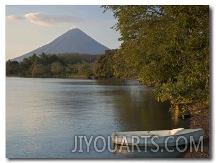 Boat on Lago de Nicaragua with Volcan Concepcion in Distance, Isla de Ometepe, Rivas, Nicaragua