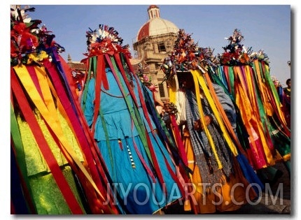 Native Dancers from Tlaxcala Performing Outside Basilica De Guadalupe, Mexico City, Mexico