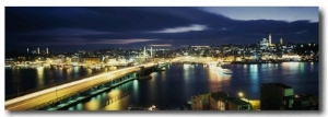 Bridge Lit Up at Night, Istanbul, Turkey