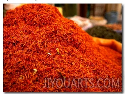 Mound of Saffron for Sale in Bazaar Shiraz, Fars, Iran