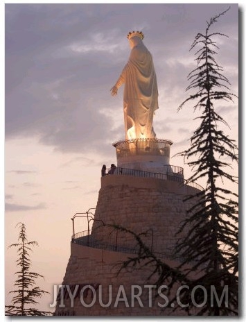 Mountain Top Basilica of Our Lady of Lebanon in the Evening, Jounieh, Near Beirut, Lebanon