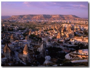 Tuff Towers and Village Houses in Afternoon Light, Goreme, Nevsehir, Turkey