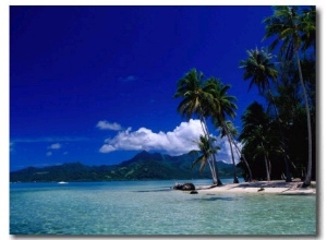 Beach and Waters of Lagoon, French Polynesia