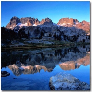 Sierra Nevada Mountains Reflected in Still Lake Waters, Ansel Adams Wilderness Area, USA