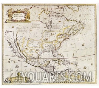 Antique Map Print of North America