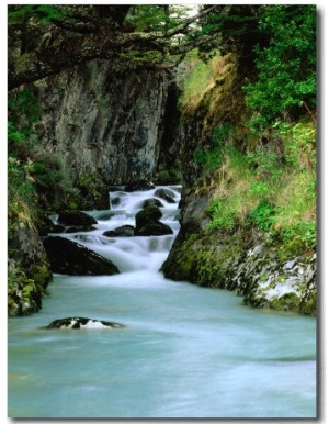 Glacial Stream Through Rocky Walls, Torres Del Paine National Park, Chile