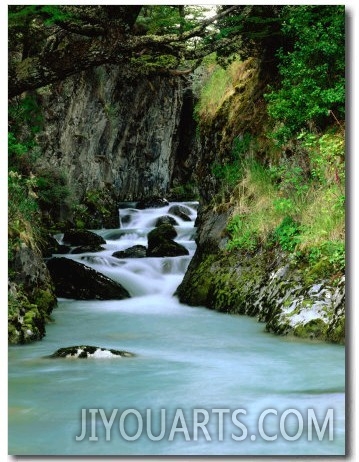 Glacial Stream Through Rocky Walls, Torres Del Paine National Park, Chile