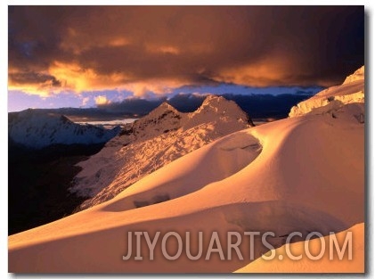 Sunset on the Glacier Above Ishinca Valley, Cordillera Blanca, Ancash, Peru