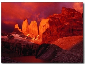 The Torres Del Paine (Towers of Paine) at Sunrise, Patagonia, Chile