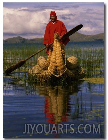 Traditiona Totora Reed Boat & Aymara, Lake Titicaca, Bolivia