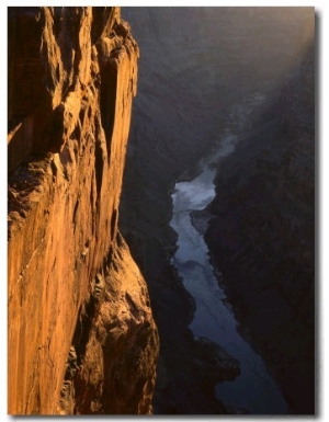 Sandstone Cliff and Colorado River at Sunrise, Toroweap, Grand Canyon National Park, Arizona, USA