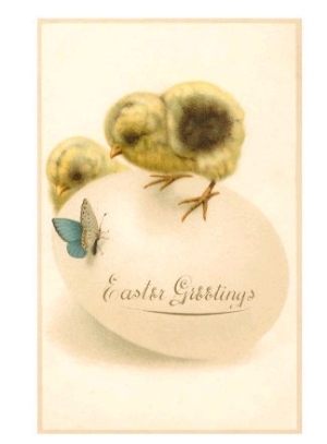 Easter Greetings, Chicks, Butterfly, Egg