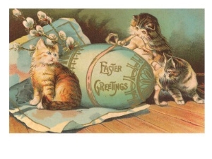 Easter Greetings, Kittens with Large Egg