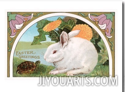 Easter Greetings, Rabbit and Turtle