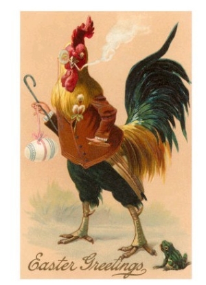 Easter Greetings, Rooster Smoking
