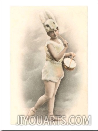 Woman in Bunny Suit with Basket