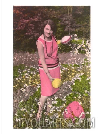 Woman in Pink with Large Eggs