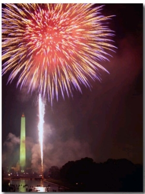 Fireworks Above Washington Monument on 4th of July, Washington DC, USA