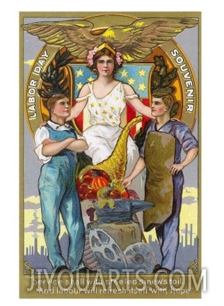 Labor Day Souvenir Laborers with Lady Justice