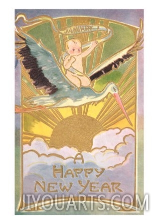 Happy New Year, Baby on Stork