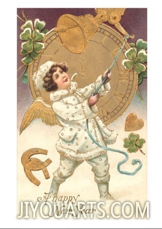 Happy New Year, Victorian Child Ringing Bell