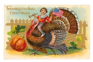 Greetings, Boy Riding Turkey