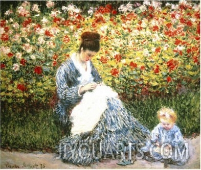 Madame Monet and Child in a Garden