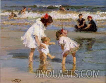 Children Playing at the Seashore